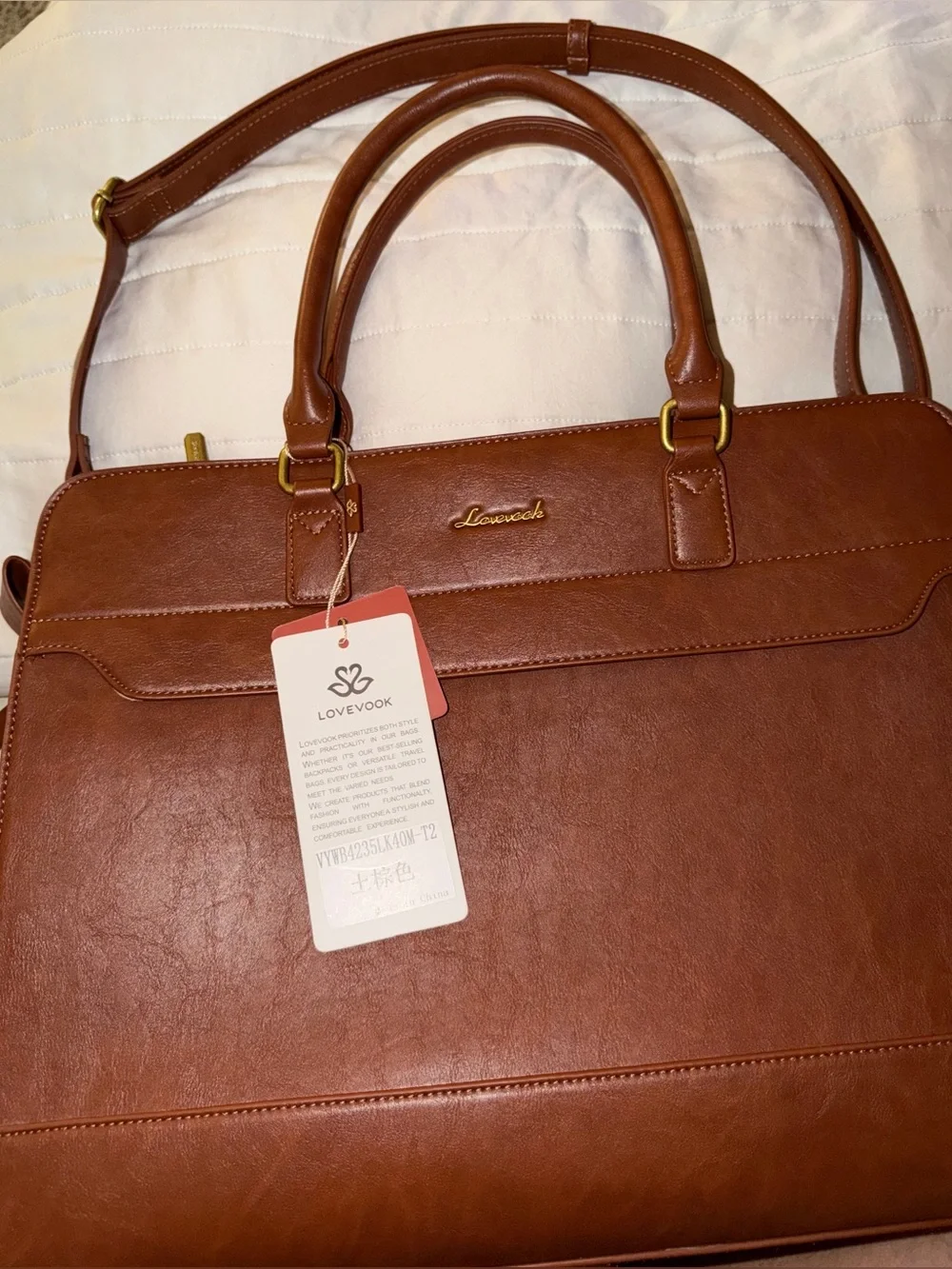 Women's Tan Leather Lovevook Laptop Bag